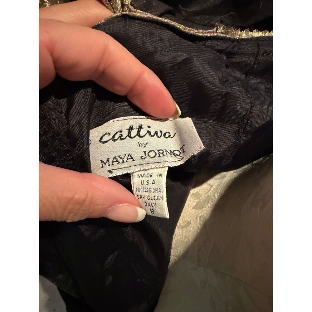 Cattiva By Maya Jornot Womens Party Dress Size 8 Black Velvet Puff Vintage - Picture 4 of 8